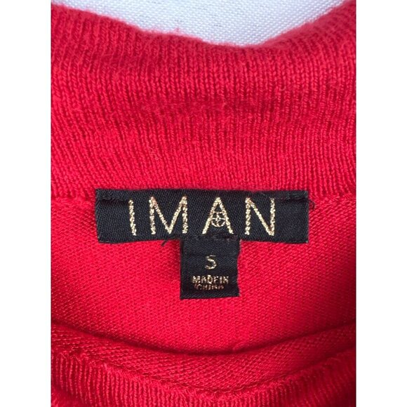 Iman Chic Mock Neck Knit Sweater Red Long Sleeve Soft Textured Womens Top - Picture 4 of 5